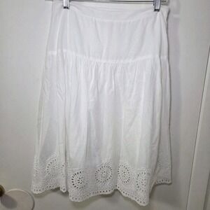 Lucky & Coco White Eyelet Midi Skirt Womens S Boho Cotton Embroidered